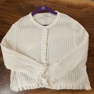 Brooks Brothers Girls White Cardigan 100% Cotton
